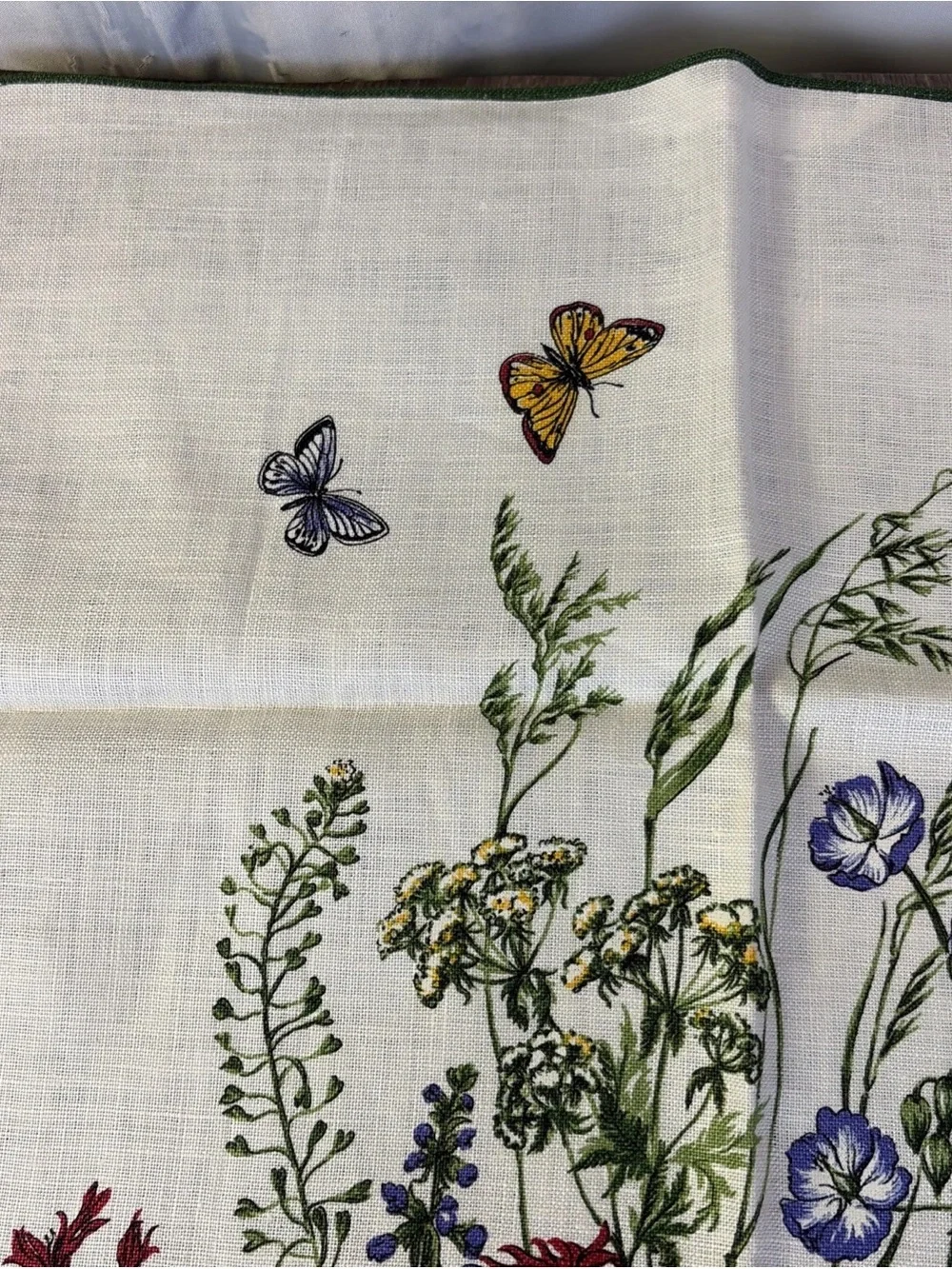 Vintage Kreier 100% Linen Tea Towel Swiss Table Wall Hanging Wildflowers Floral